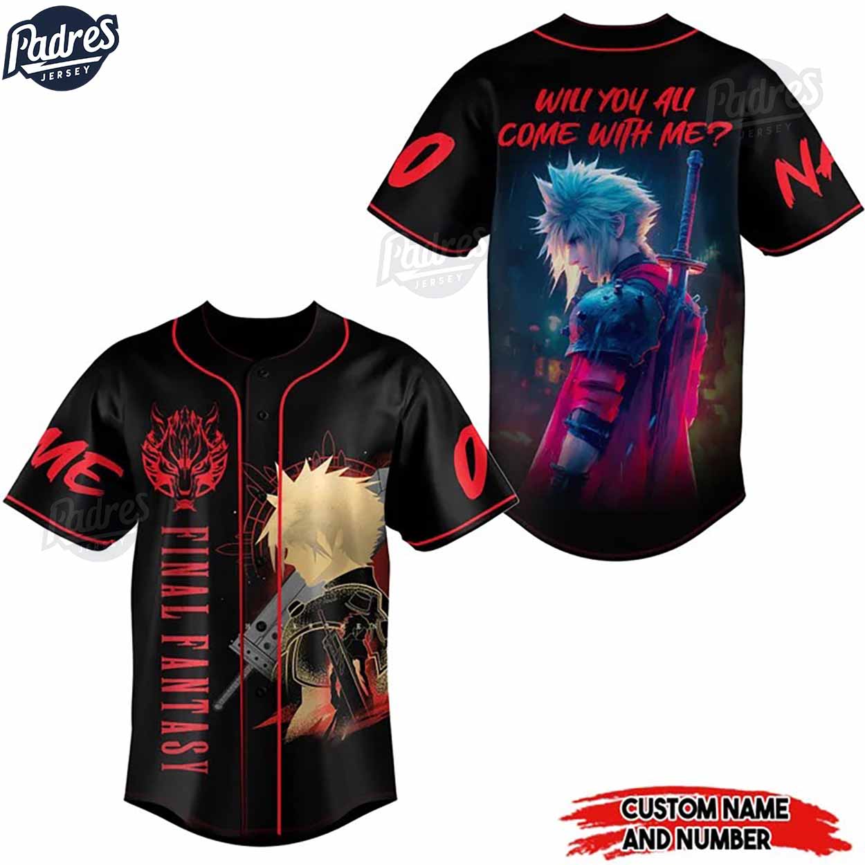 Custom Final Fantasy Will You All Come With Me Baseball Jersey - Padres Jersey Oasis: Elevate Your Baseball... (Image 4)