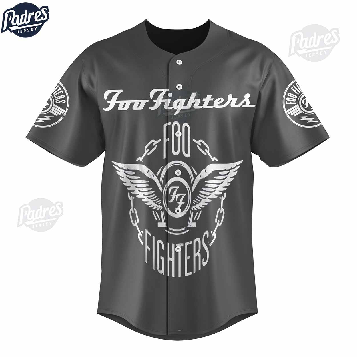 Custom Foo Fighter Grey Baseball Jersey Style - Padres Jersey Oasis: Elevate Your Baseball Style Game T-Shirts,... (Image 2)