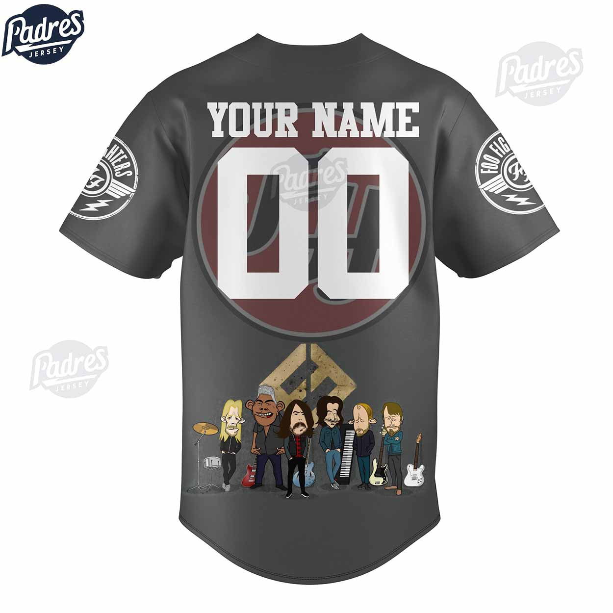 Custom Foo Fighter Grey Baseball Jersey Style - Padres Jersey Oasis: Elevate Your Baseball Style Game T-Shirts,... (Image 3)