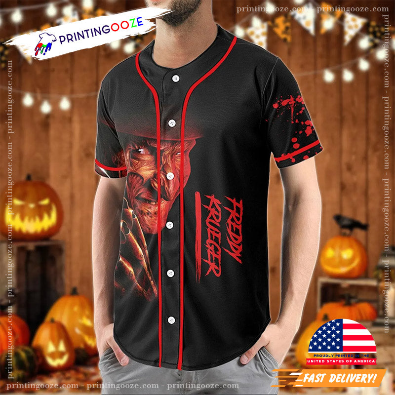Custom Freddy Krueger Scary Movie Halloween Baseball Jersey