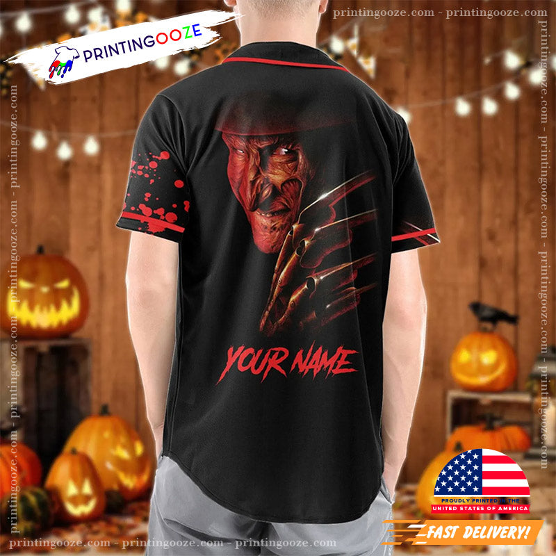 Custom Freddy Krueger Scary Movie Halloween Baseball Jersey