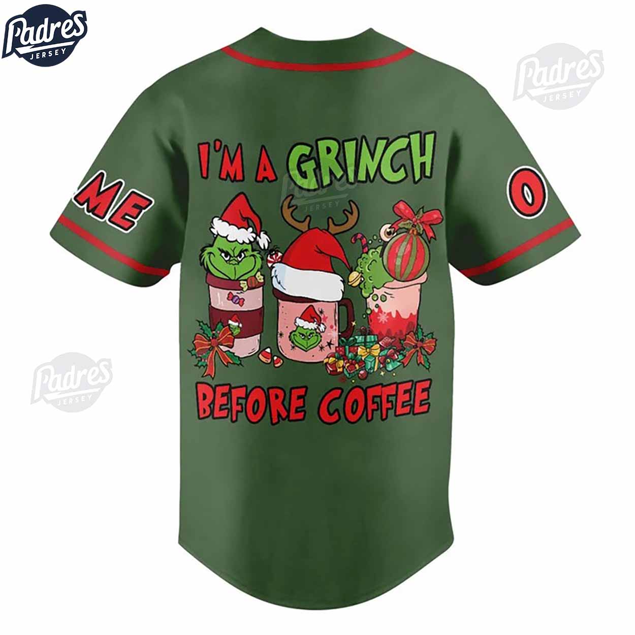 Custom Fuckoffe I’m A Grinch Before Coffee Baseball Jersey - Padres Jersey Oasis: Elevate Your Baseball Style... (Image 3)