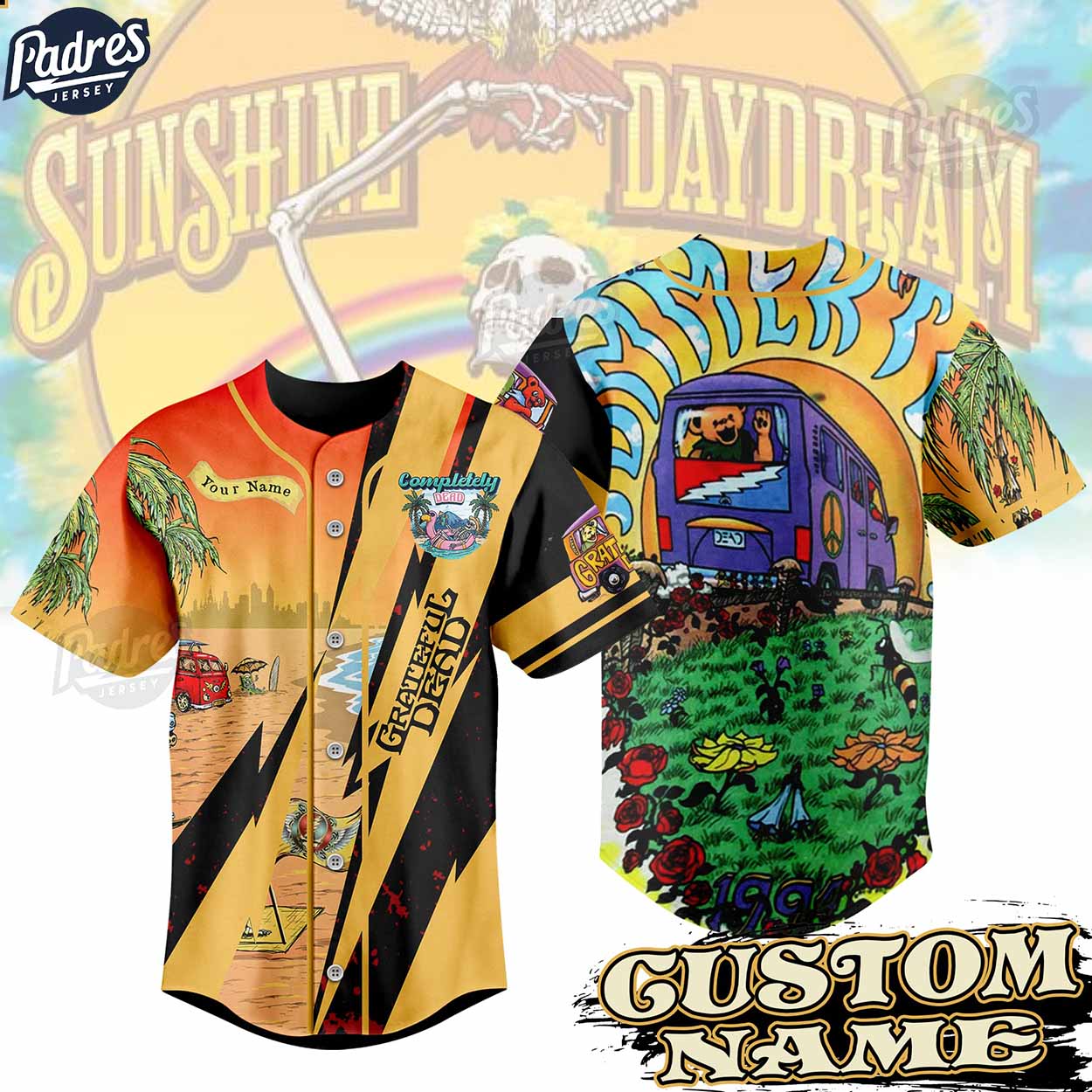 Custom Grateful Dead Sunshine Daydream Baseball Jersey - Padres Jersey Oasis: Elevate Your Baseball Style Game... (Image 1)
