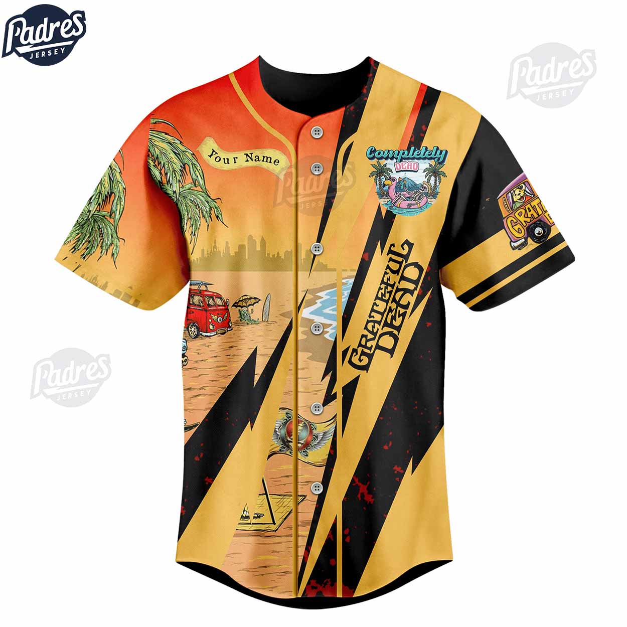 Custom Grateful Dead Sunshine Daydream Baseball Jersey - Padres Jersey Oasis: Elevate Your Baseball Style Game... (Image 3)