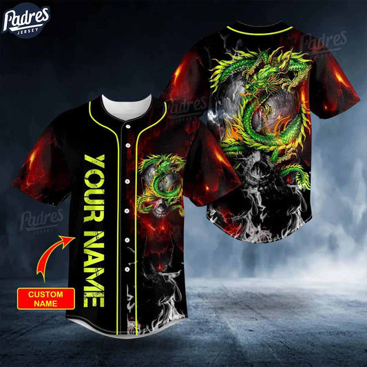 Custom Green Dragon Norse Mythology Skull Baseball Jersey - Padres Jersey Oasis: Elevate Your Baseball Style Game...