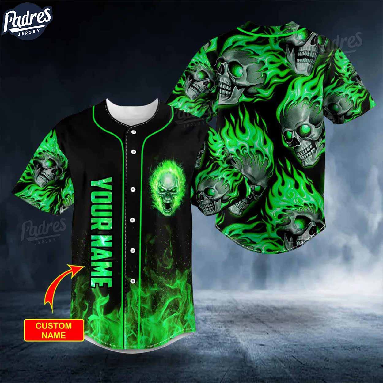 Custom Green Ghost Skull Baseball Jersey - Padres Jersey Oasis: Elevate Your Baseball Style Game T-Shirts, Hoodie, Sweatshirt
