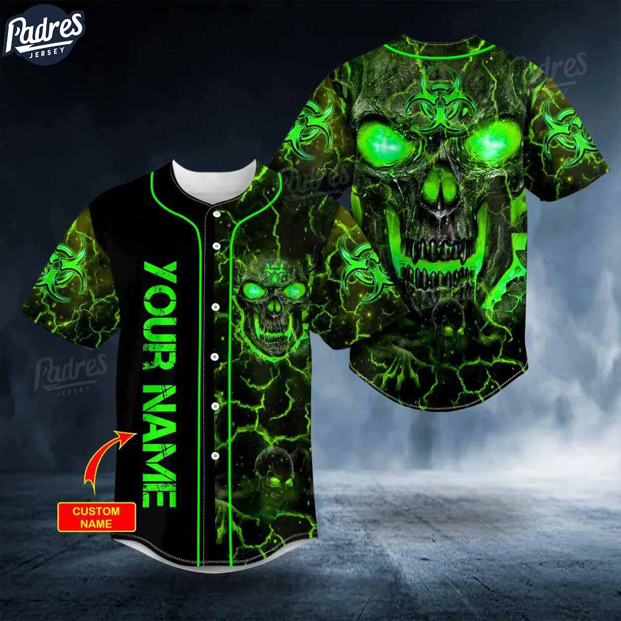 Custom Green Lava Skull Baseball Jersey - Padres Jersey Oasis: Elevate Your Baseball Style Game T-Shirts, Hoodie, Sweatshirt