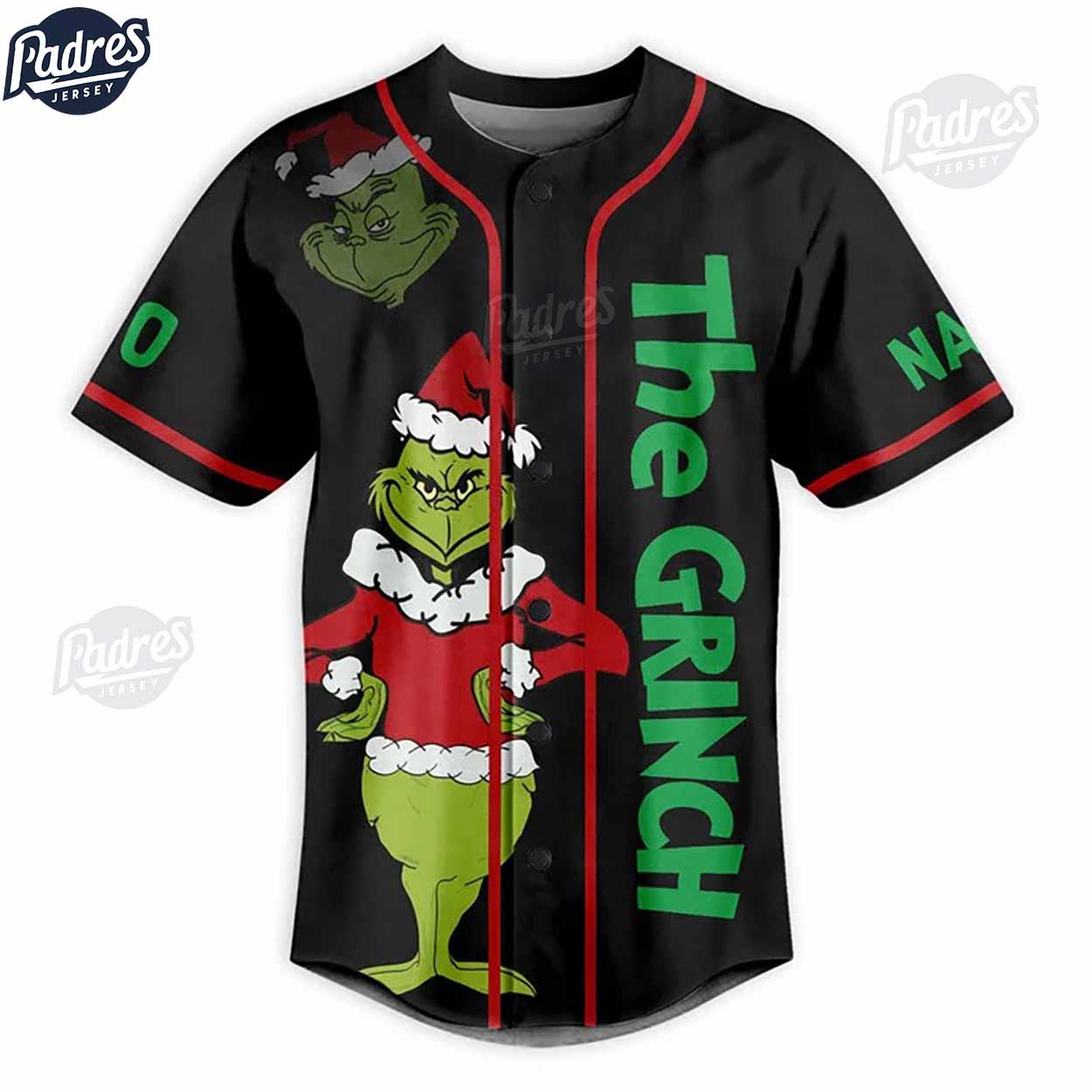 Custom Grinch Christmas Baseball Jersey - Padres Jersey Oasis: Elevate Your Baseball Style Game T-Shirts,... (Image 3)