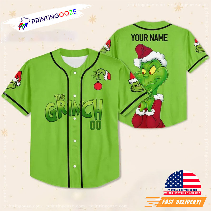 Custom Grinchmas Party Baseball Jersey