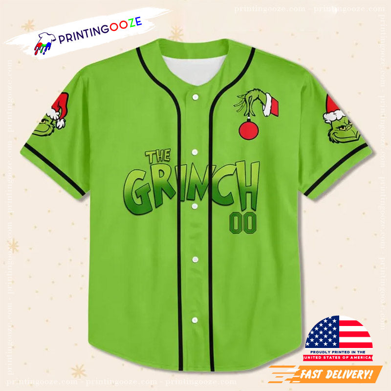 Custom Grinchmas Party Baseball Jersey