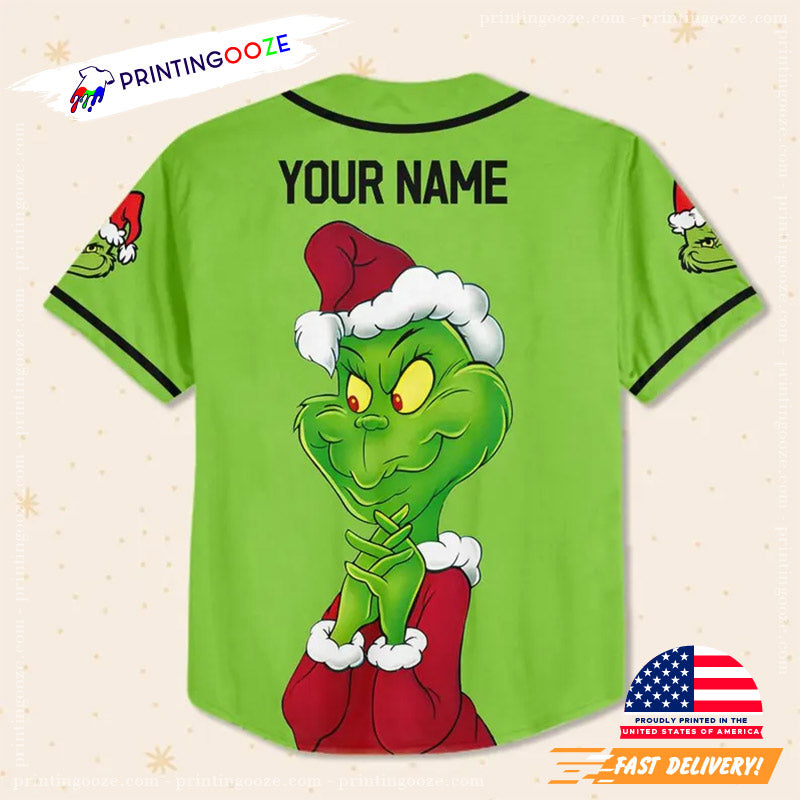 Custom Grinchmas Party Baseball Jersey