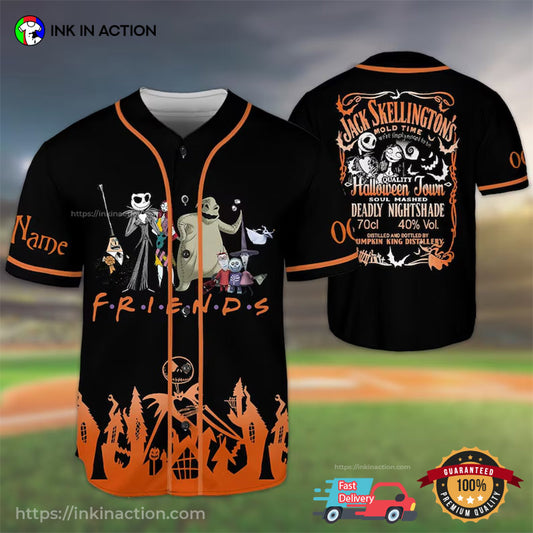 Custom Halloween Jack Skellington And Friends Baseball Jersey