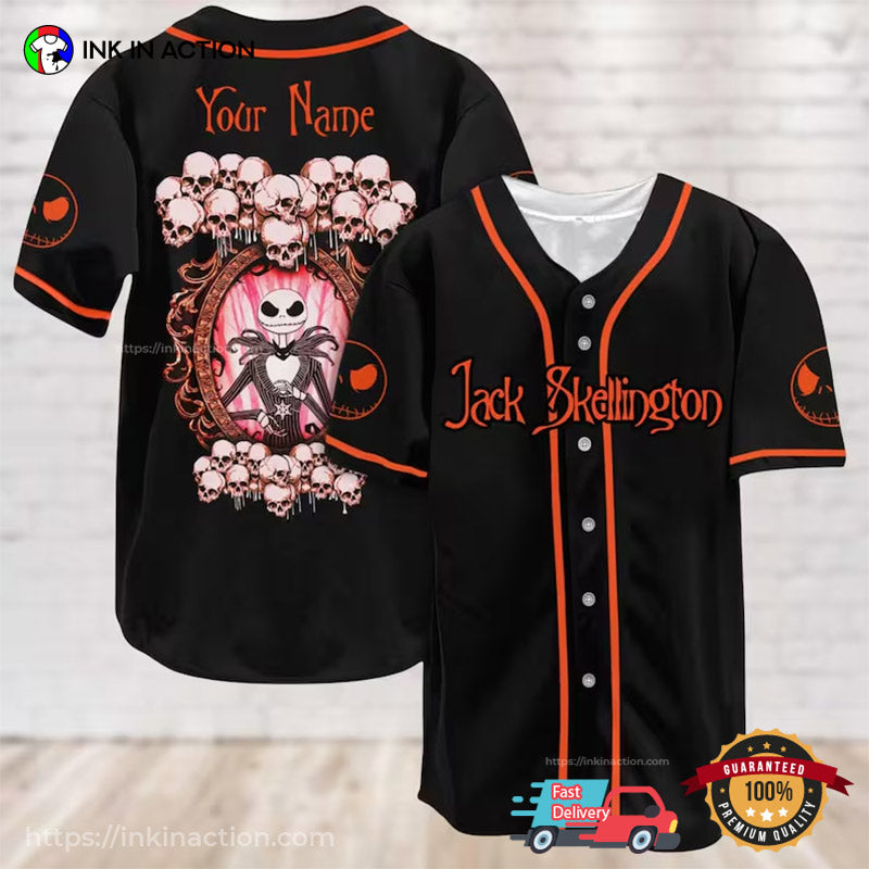 Custom Halloween Jack Skellington Baseball Jersey