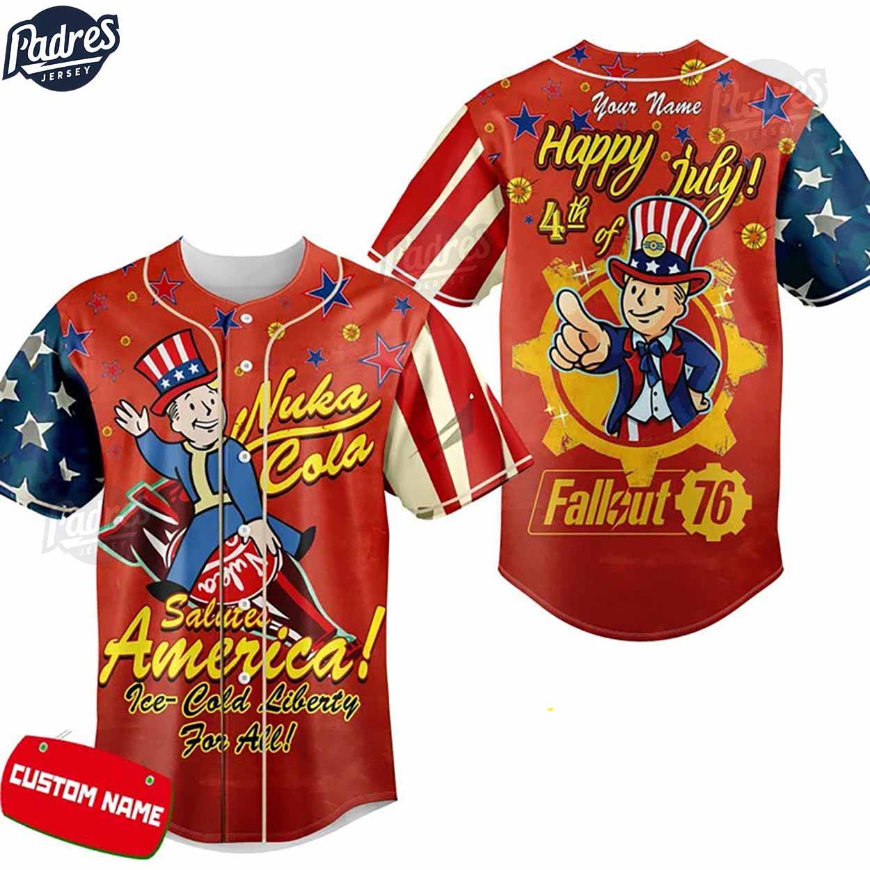 Custom Happy 4th Of July Fallout Baseball Jersey - Padres Jersey Oasis: Elevate Your Baseball Style Game... (Image 1)