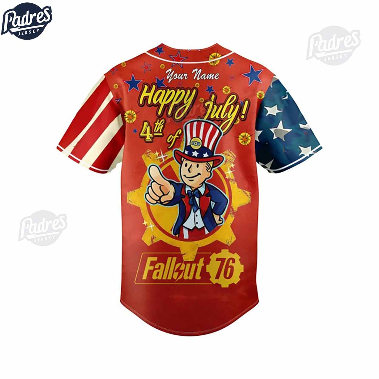 Custom Happy 4th Of July Fallout Baseball Jersey - Padres Jersey Oasis: Elevate Your Baseball Style Game... (Image 3)