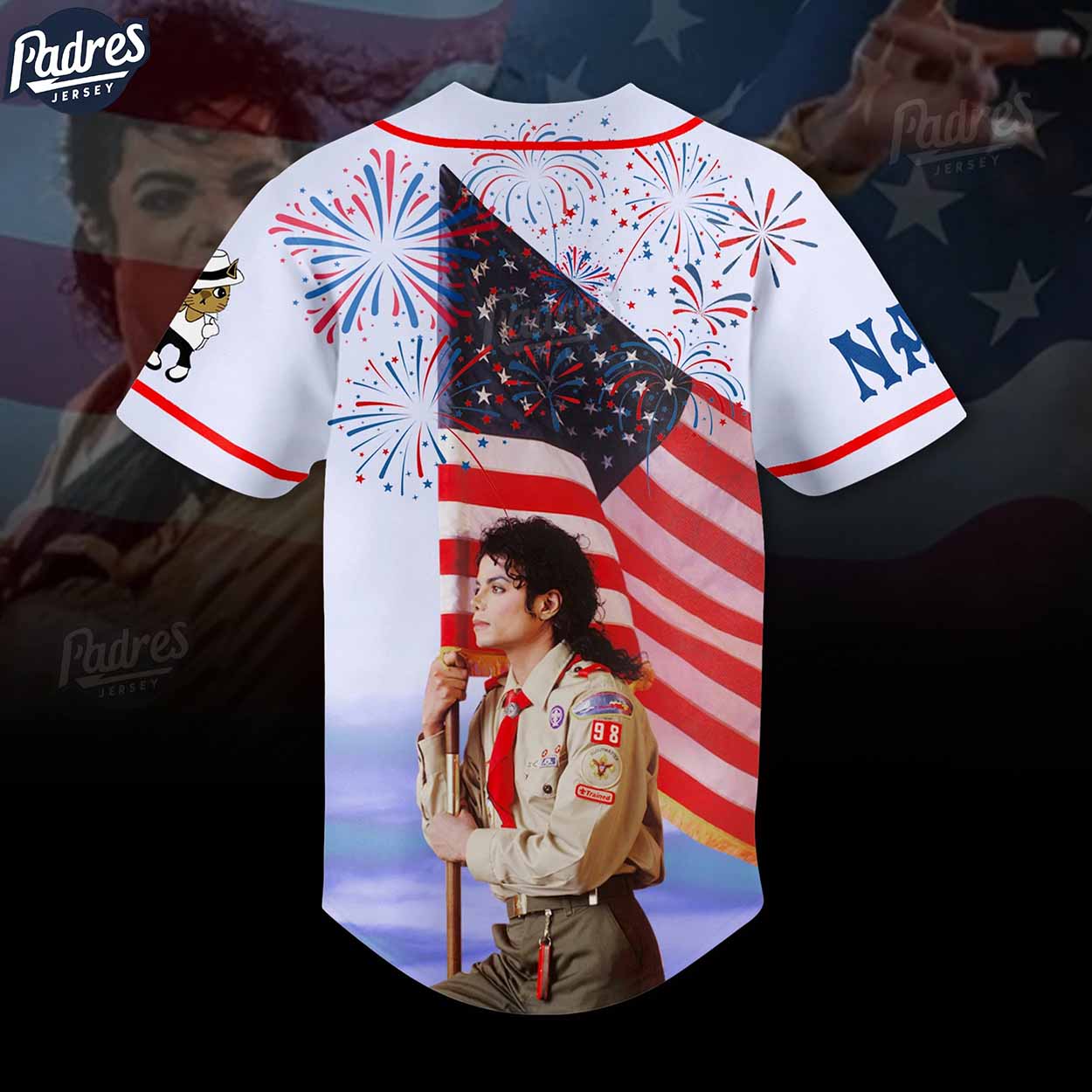 Custom Happy 4th Of July Michael Jackson Baseball Jersey - Padres Jersey Oasis: Elevate Your Baseball Style... (Image 2)