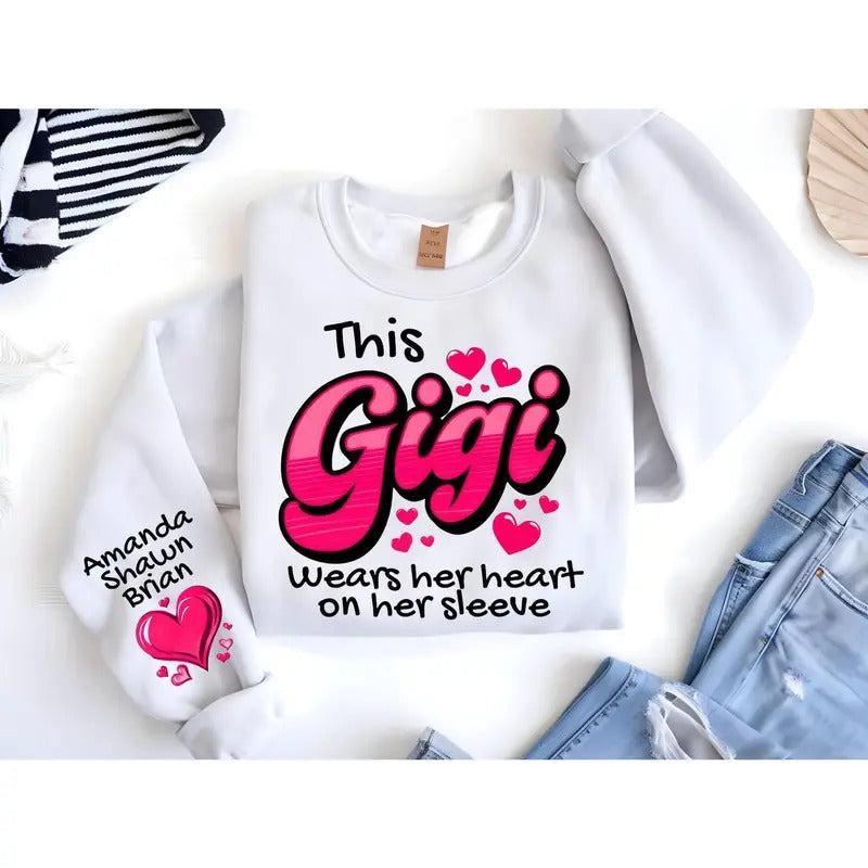 Custom Heart on Her Sleeve Sweatshirt
