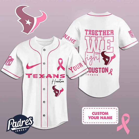 Custom Houston Texans Breast Cancer Baseball Jersey - Padres Jersey Oasis: Elevate Your Baseball Style Game... (Image 1)