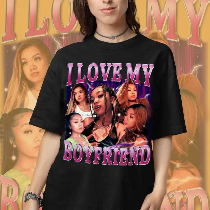 Custom I Love My Boyfriend Shirt, Customized Photo Bootleg Rap Tee, Girlfriend Photo Sweatshirt, Valentine Bootleg Shirt,...