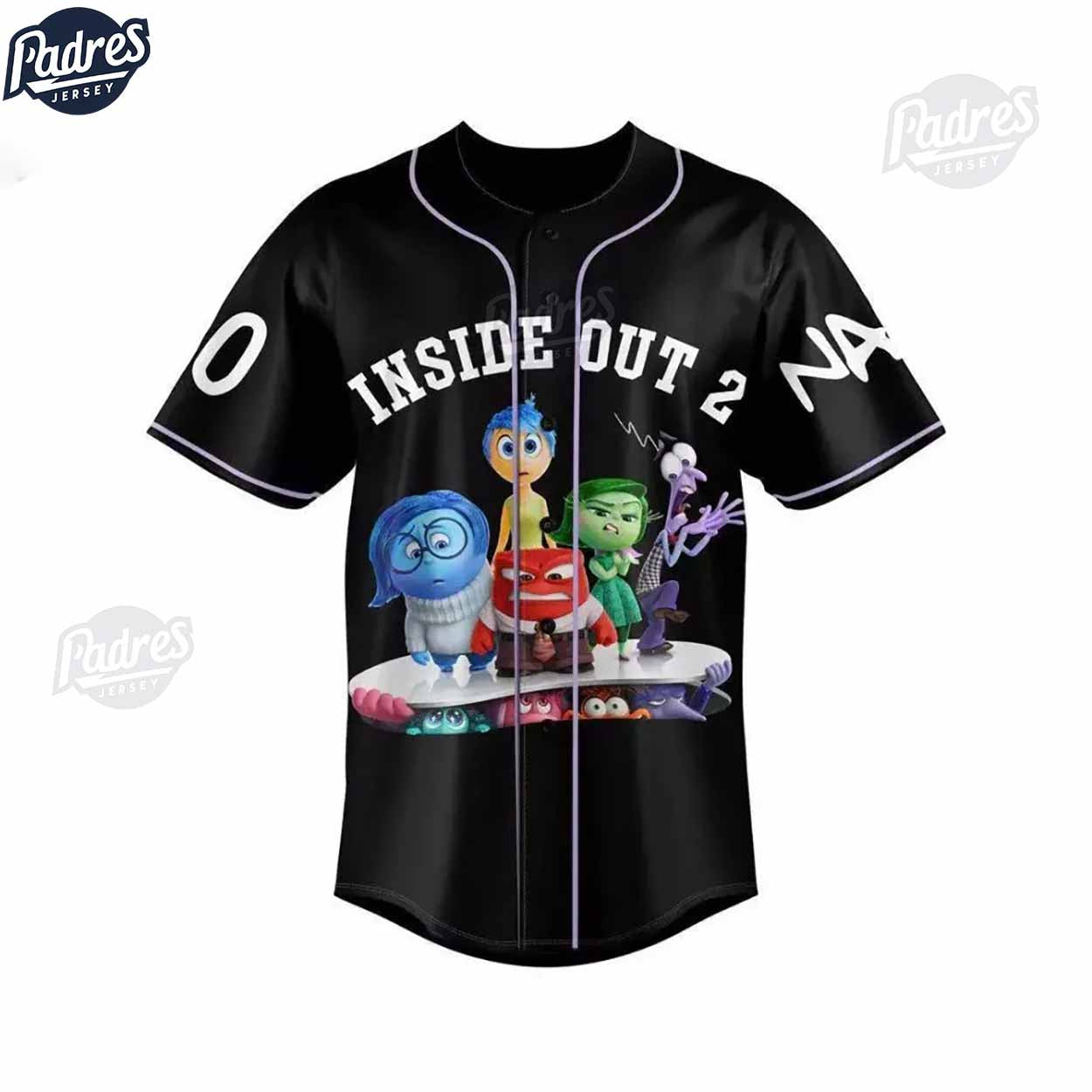 Custom Inside Out 2 Black Baseball Jersey Style - Padres Jersey Oasis: Elevate Your Baseball Style Game... (Image 1)