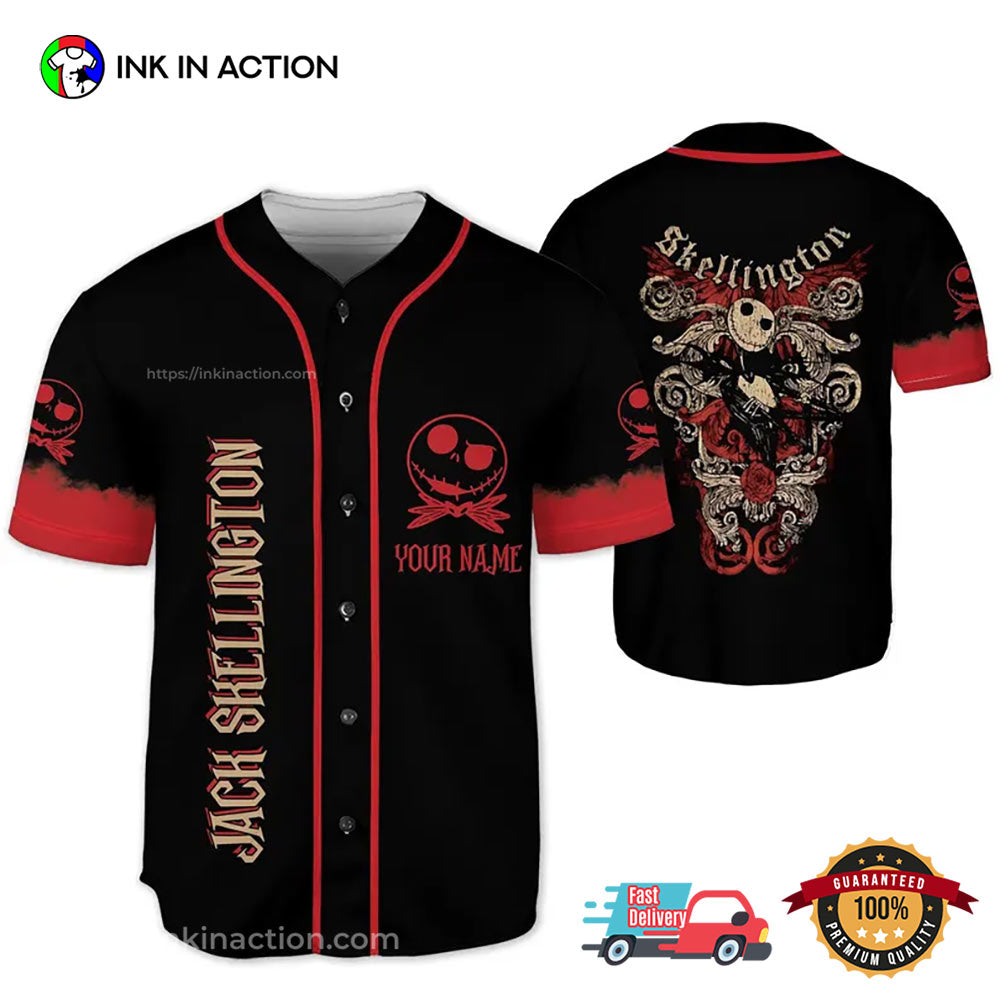 Custom Jack Skellington Halloween Baseball Jersey