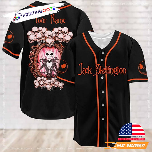 Custom Jack Skellington Spooky Season Baseball Jersey