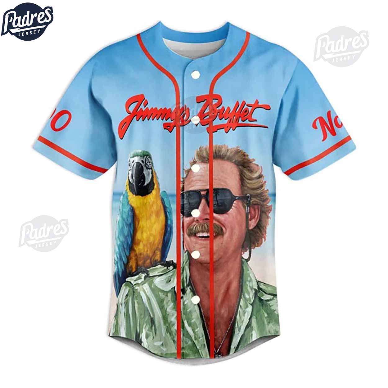 Custom Jimmy Buffett Fins Up Forever Baseball Jersey - Padres Jersey Oasis: Elevate Your Baseball Style Game... (Image 2)