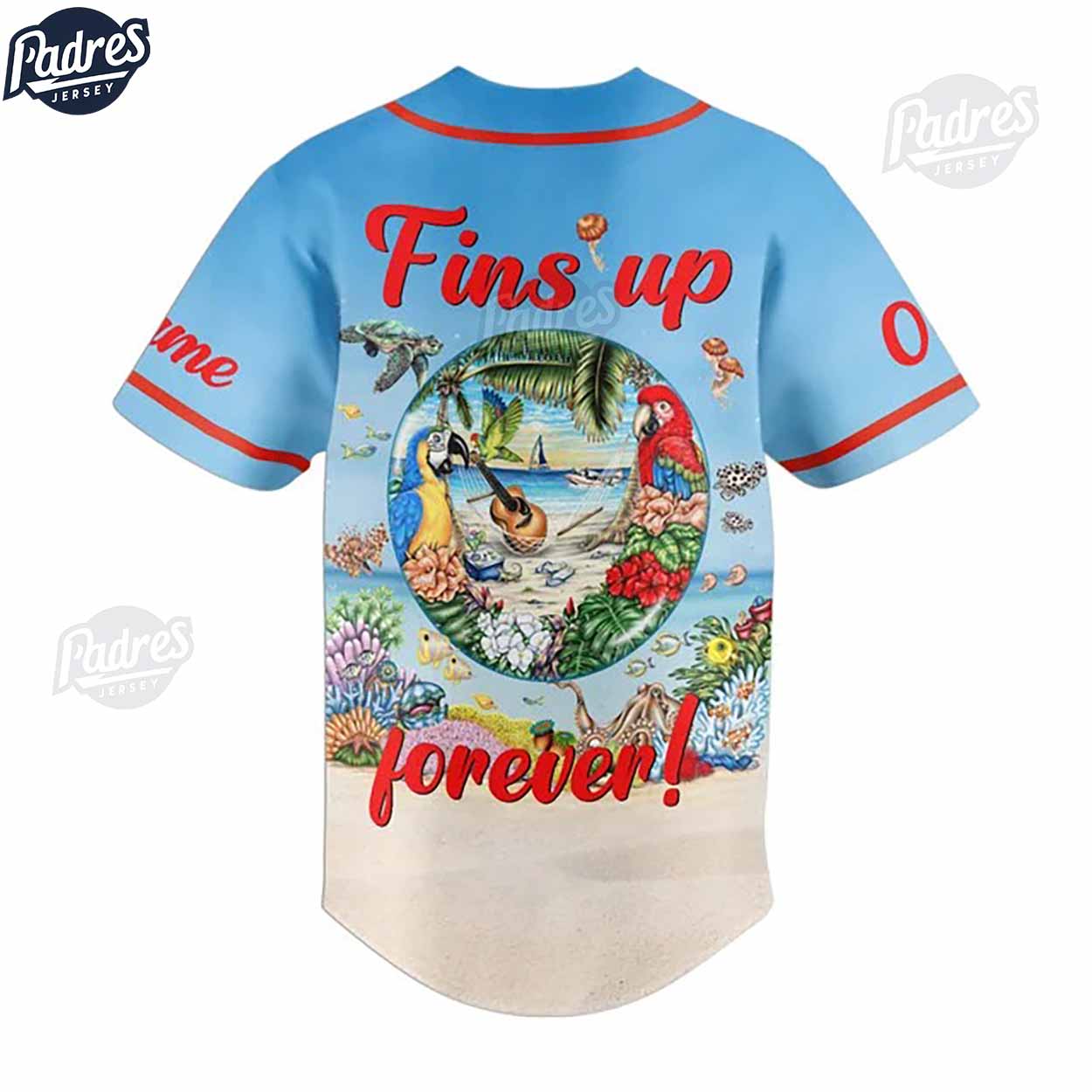 Custom Jimmy Buffett Fins Up Forever Baseball Jersey - Padres Jersey Oasis: Elevate Your Baseball Style Game... (Image 3)