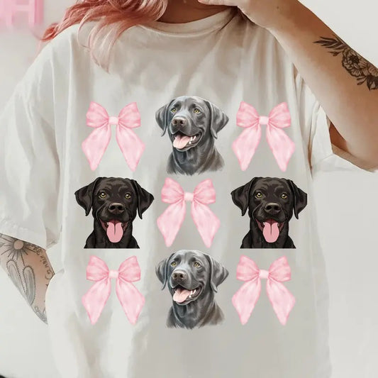 Custom Labrador with bows Shirt ~ Unisex Apparel Relaxed Fit Printed In The USA Clothing Womenswear Casual Comfort Cotton...