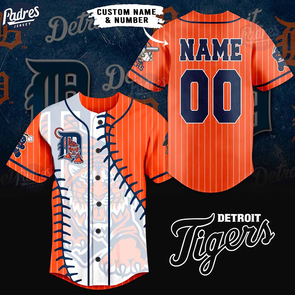 Custom MLB Detroit Tigers Orange Baseball Jersey - Padres Jersey Oasis: Elevate Your Baseball Style Game... (Image 1)
