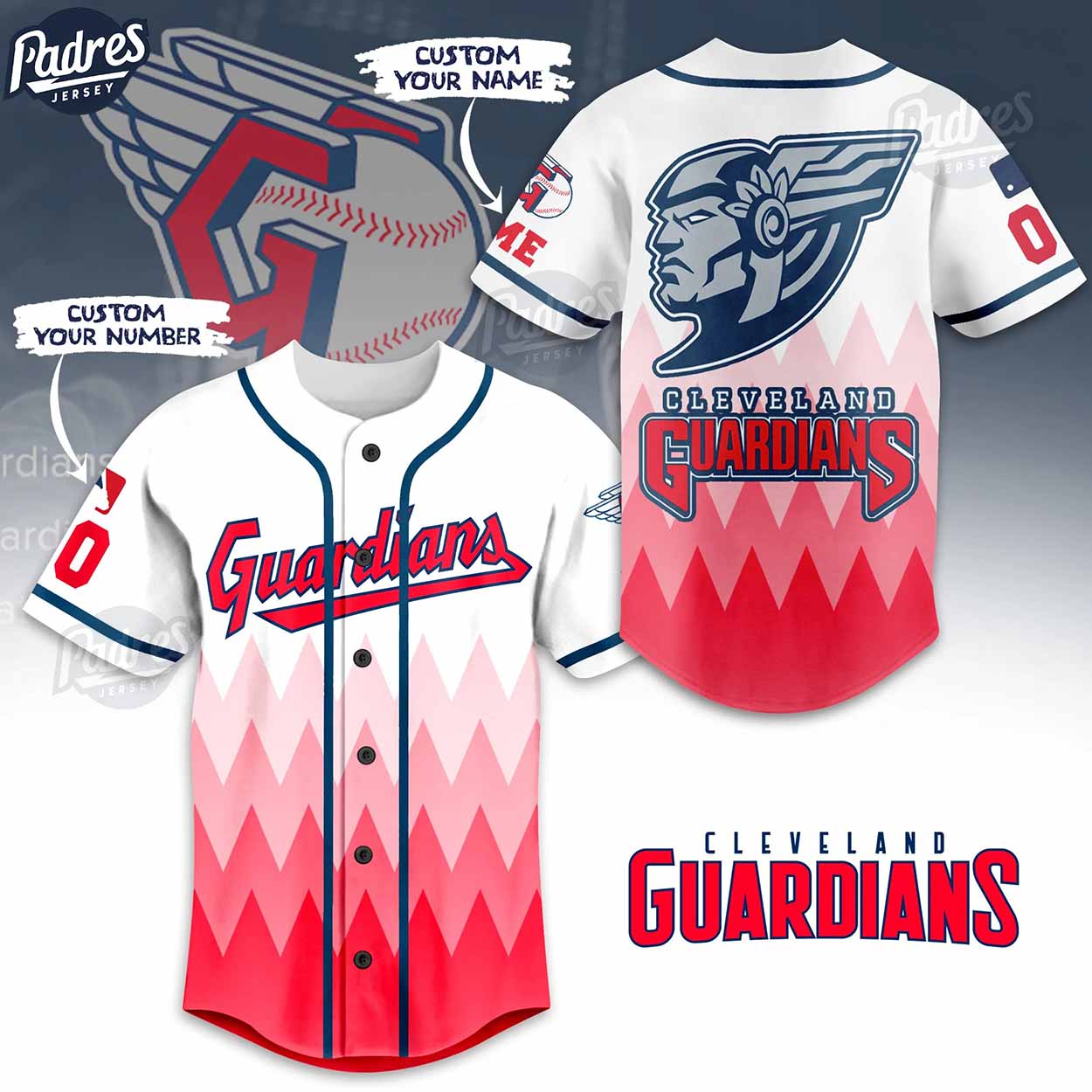 Custom MLB Logo Cleveland Guardian Baseball Jersey - Padres Jersey Oasis: Elevate Your Baseball Style Game... (Image 1)
