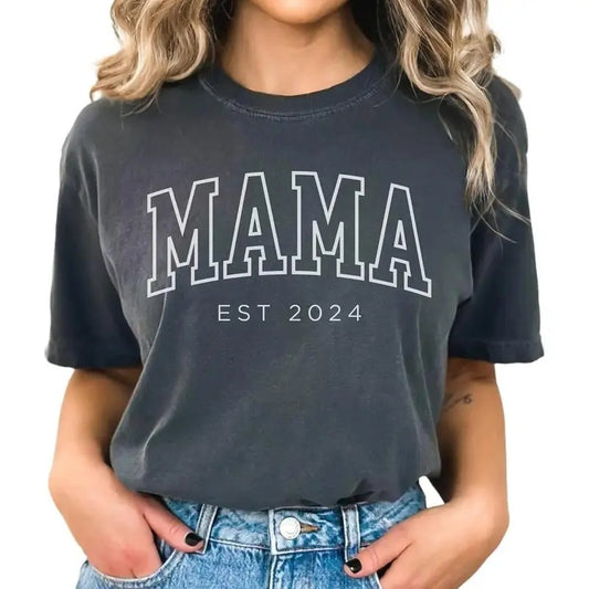 Custom Mama Comfort Colors Shirt, Mama Est 2024 T-shirt, Gift for Mom, Mother's Day Gifts Hoodie, Sweatshirt | WearSparks.com