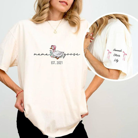 Custom Mama Goose Shirt, Silly Goose Sweatshirt, Mothers Day Shirt, Cute Mom Sweatshirt, Coquette Mama Goose Tee,...