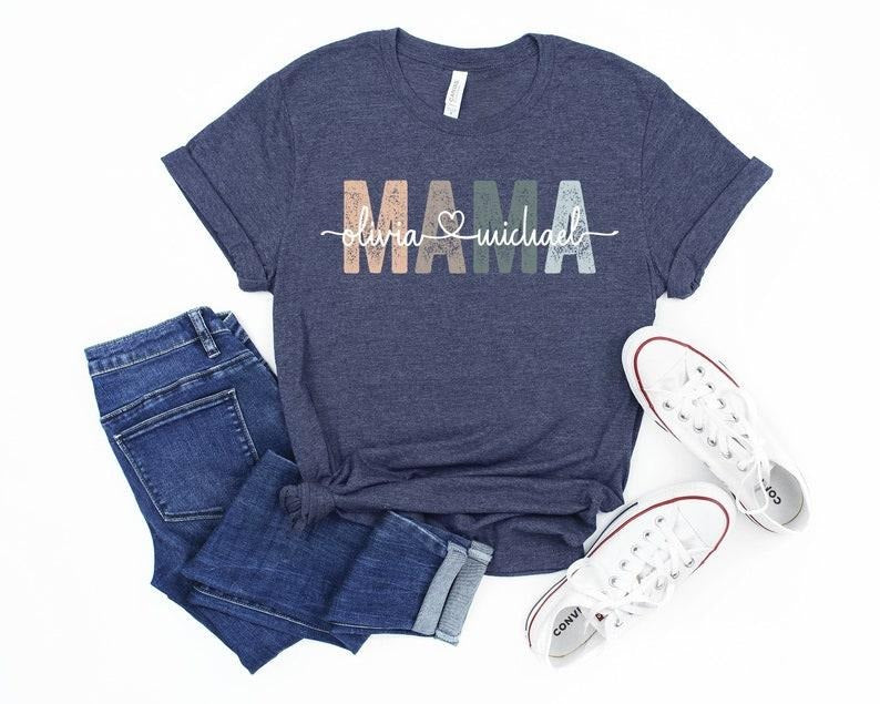 Custom Mama Shirt, Mom Shirt With Names, Personalized Mama T-shirt, Custom Mama Shirt, Mother's Day Shirt, Mama With...