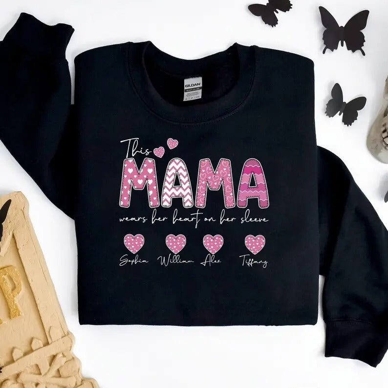Custom Mama Sweater, Love Family, Mama Crewneck, Family Shirt, Gift for Mom, Bless Mama Sweatshirt, Cute Family Matching,...