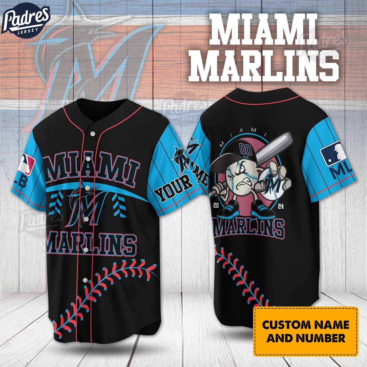 Custom Miami Marlins Baseball MLB Baseball Jersey - Padres Jersey Oasis: Elevate Your Baseball Style Game... (Image 1)