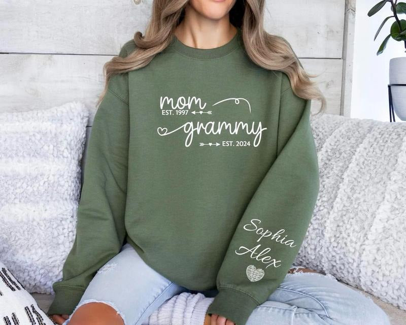 Custom Mom Grandma Est Year Sweatshirt, Mother's Day Hoodie, Custom Mama Shirt, Personalized Pregnancy Announcement...