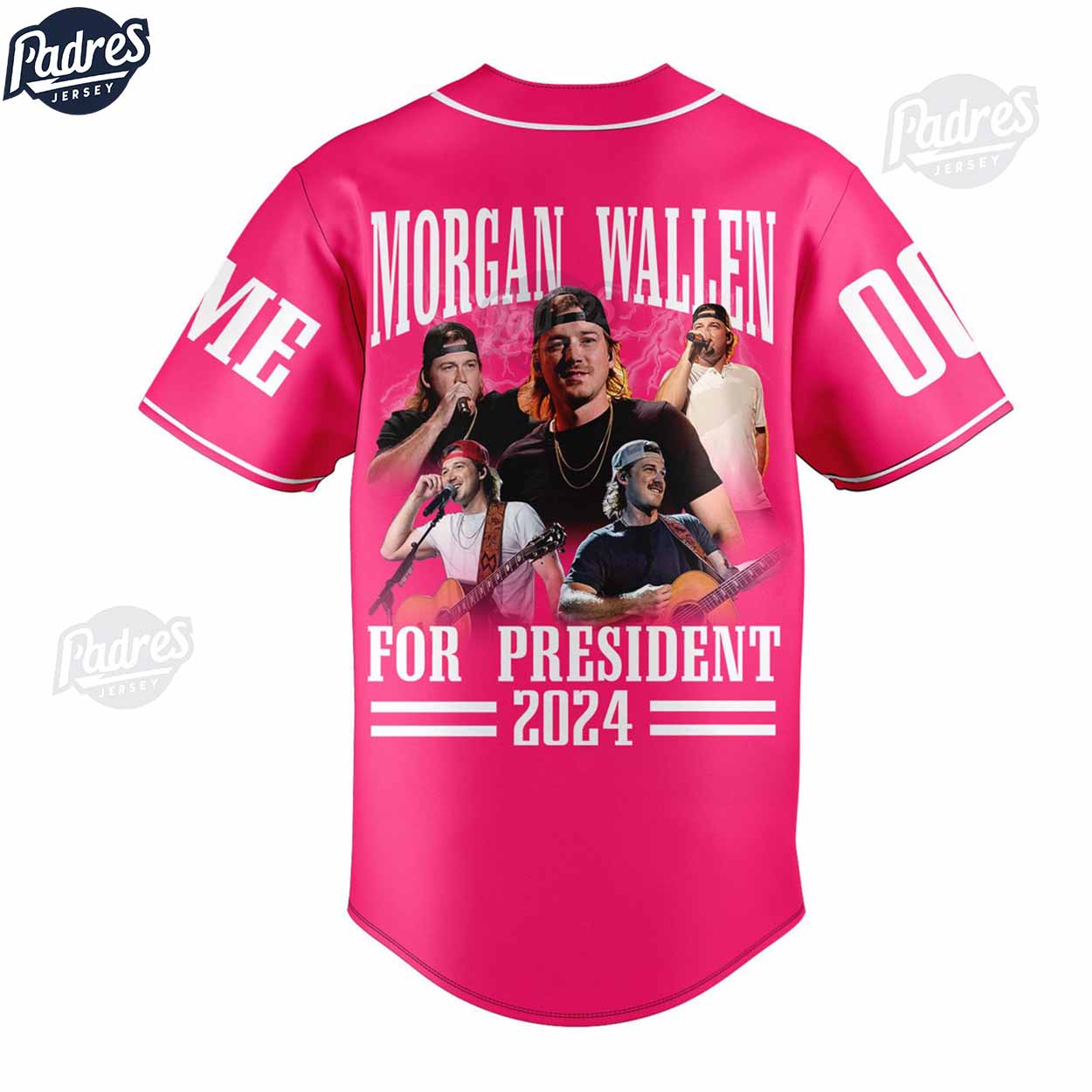 Custom Morgan Wallen For President 2024 Pink Baseball Jersey - Padres Jersey Oasis: Elevate Your Baseball Style... (Image 2)