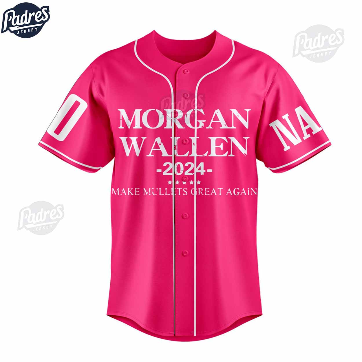 Custom Morgan Wallen For President 2024 Pink Baseball Jersey - Padres Jersey Oasis: Elevate Your Baseball Style... (Image 3)