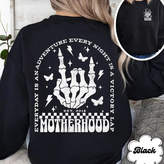 Custom Motherhood Sweatshirt, Funny Mom Sweatshirt, Mama Rock Sweatshirt, Cool Mom Gift, Skeleton Crewneck, Mothers Day...