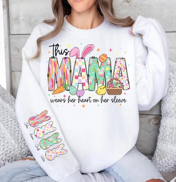 Custom Mothers Day Sweatshirt , Eater Day Shirt- Unisex Loose Fit Pullover, Button Hoodie | WearSparks.com
