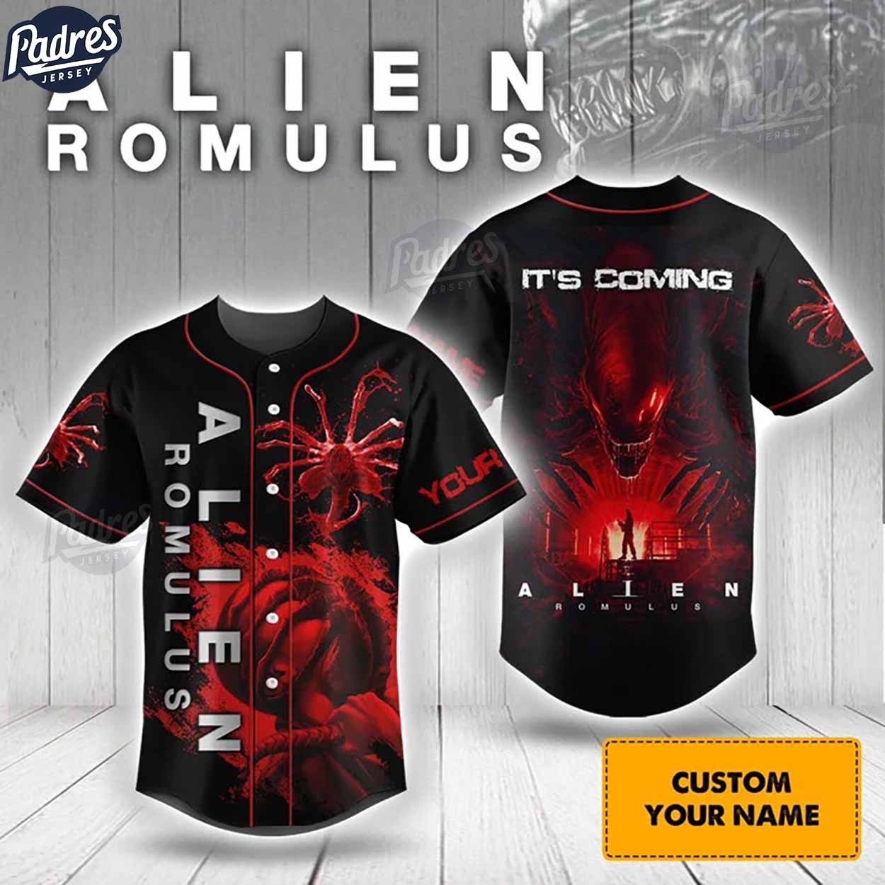 Custom Movie Alien Romulus Baseball Jersey - Padres Jersey Oasis: Elevate Your Baseball Style Game T-Shirts,... (Image 1)