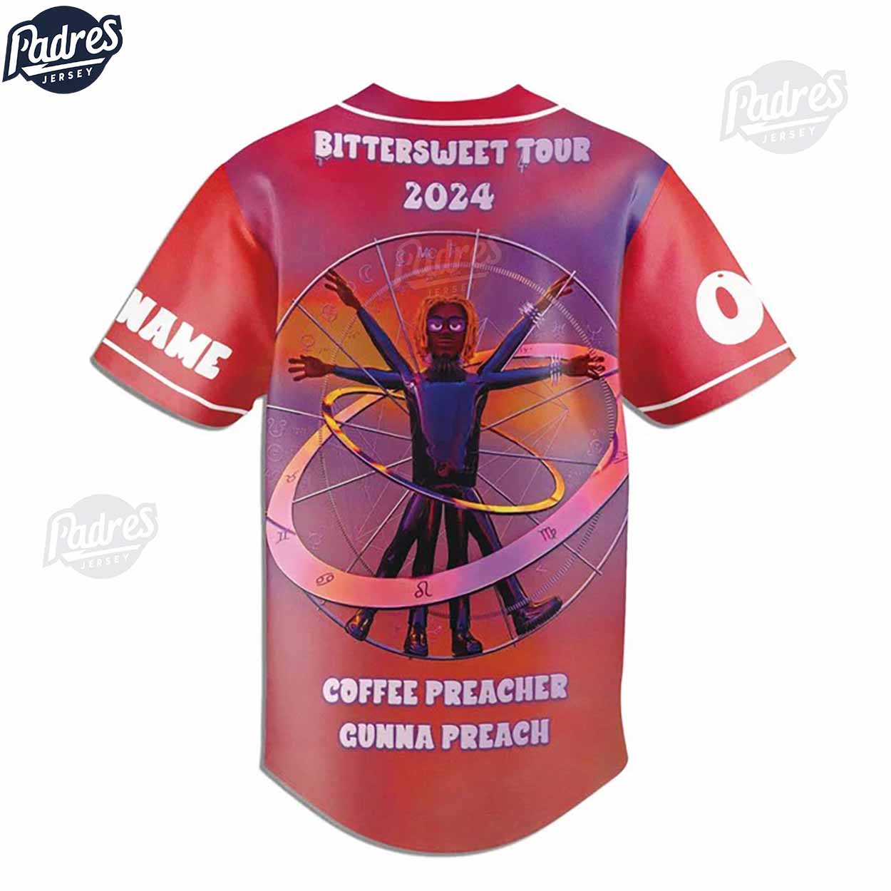Custom Music Bittersweet Tour 2024 Gunna Baseball Jersey - Padres Jersey Oasis: Elevate Your Baseball Style... (Image 2)