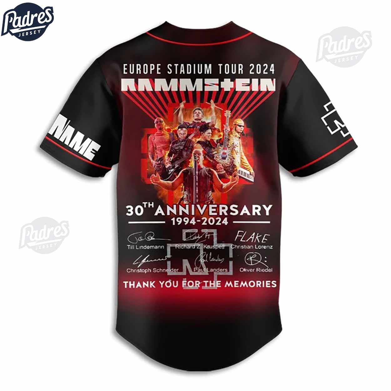 Custom Music Erproada Stadium Tour 2024 Rammstein Baseball Jersey - Padres Jersey Oasis: Elevate Your Baseball... (Image 3)