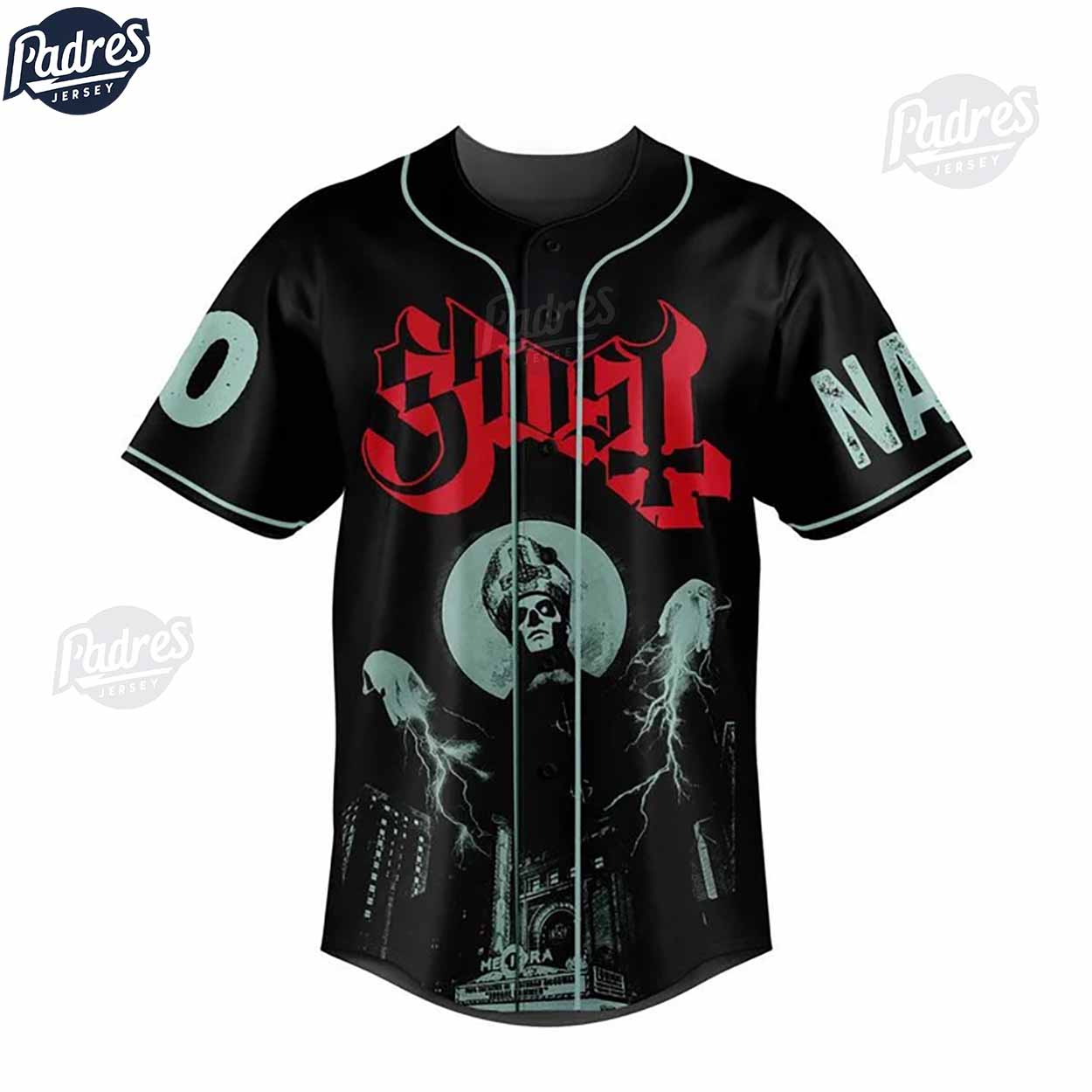 Custom Music Ghost Black Baseball Jersey Style - Padres Jersey Oasis: Elevate Your Baseball Style Game... (Image 2)