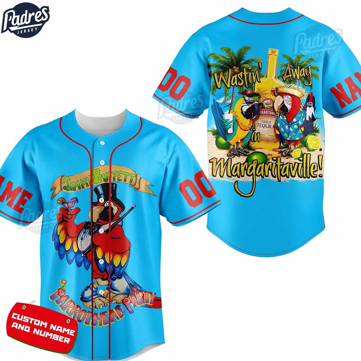 Custom Music Jimmy Buffett Blue Baseball Jersey - Padres Jersey Oasis: Elevate Your Baseball Style Game... (Image 1)