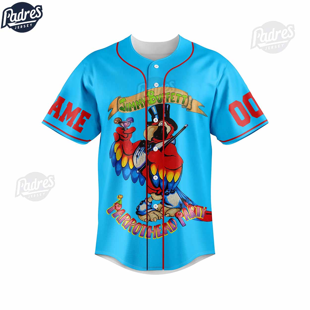 Custom Music Jimmy Buffett Blue Baseball Jersey - Padres Jersey Oasis: Elevate Your Baseball Style Game... (Image 3)
