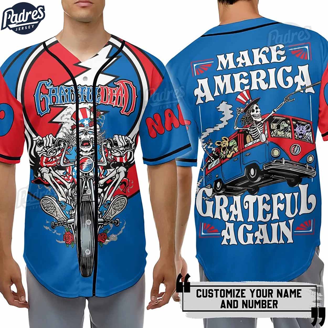 Custom Music Make America Grateful Again Baseball Jersey Style - Padres Jersey Oasis: Elevate Your Baseball... (Image 1)
