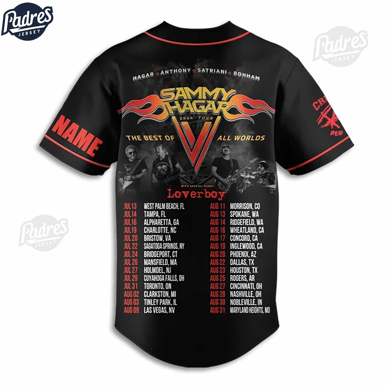 Custom Music Sammy Hagar Baseball Jersey Style - Padres Jersey Oasis: Elevate Your Baseball Style Game... (Image 3)
