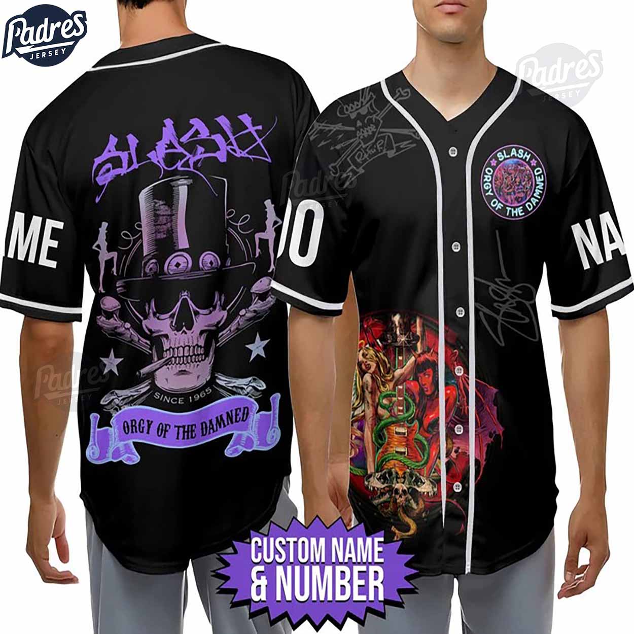 Custom Music Slash Orgy Of The Damned Baseball Jersey Style - Padres Jersey Oasis: Elevate Your Baseball Style... (Image 1)